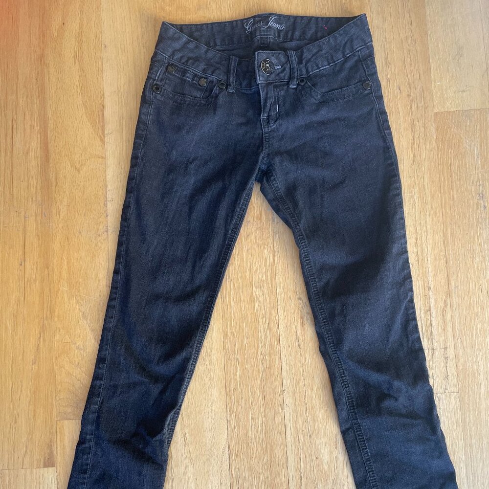 Guess Jeans Low-Rise Capris/Cropped Cut Black/Dark Grey Wash